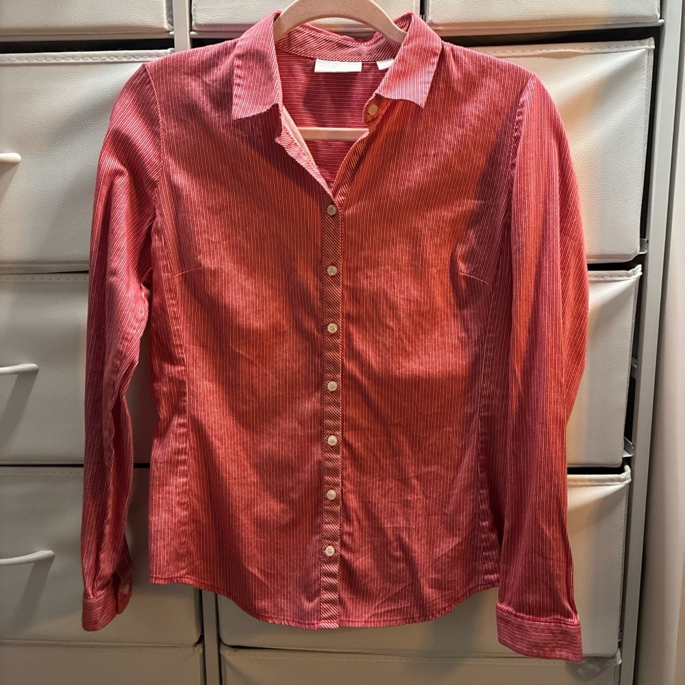 New York & Company Red and White Striped Shirt